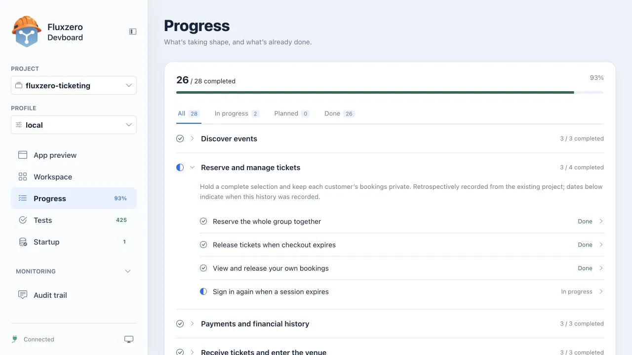 Recorded features and fixes in Progress.